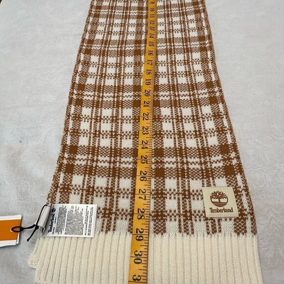 Timberland ‘Buffalo’ Plaid Scarf Tan Cream - Picture 7 of 13